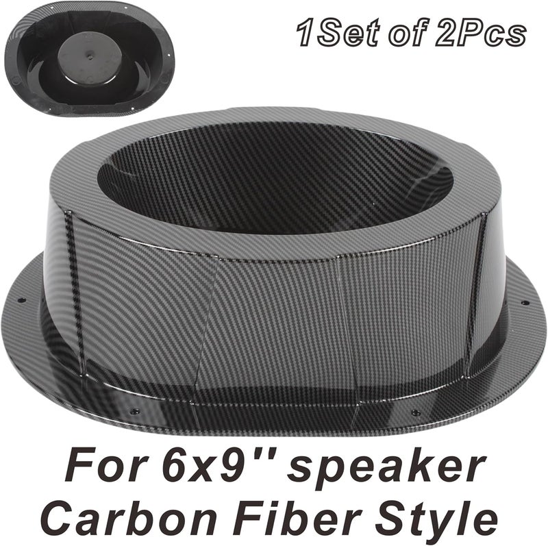 NARPES 2PCS Carbon Fiber Style 6x9'' inch Speaker Boxes for Car UTV ATV RV Boat Trunk Trailer Golf Cart Marine Universal Speaker Enclosures Pods Adapter Spacer Door Kick Panel Cab (Carbon Fiber Look) - Image 2